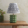 Bobble Ceramic Table Lamp in Olive Green with Ripple 25cm Pearl Grey Shade