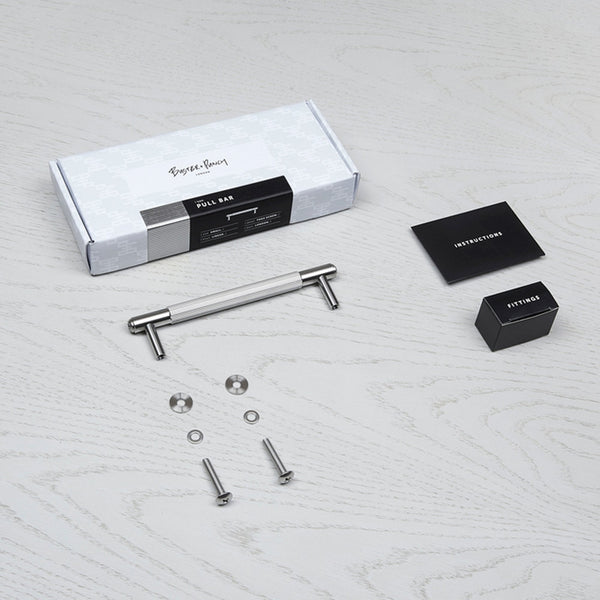 Linear Knurled Small Pull Bar Cabinet Handle In Solid Steel