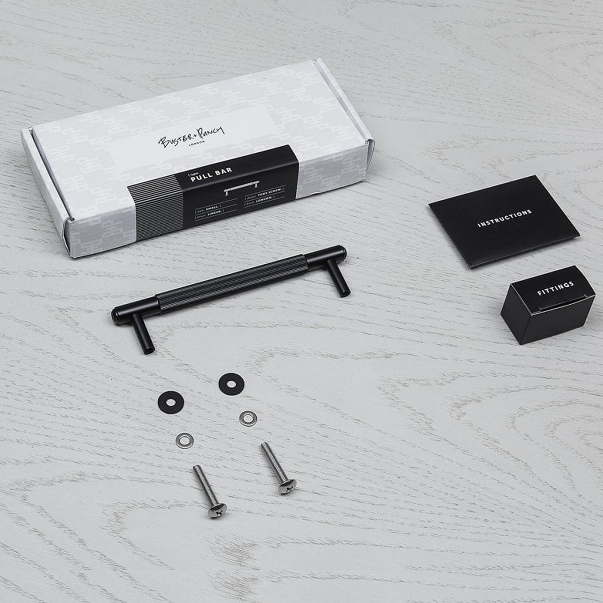 Linear Knurled Medium Pull Bar Cabinet Handle In Black