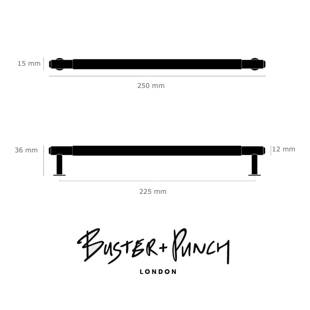 Linear Knurled Medium Pull Bar Cabinet Handle In Black