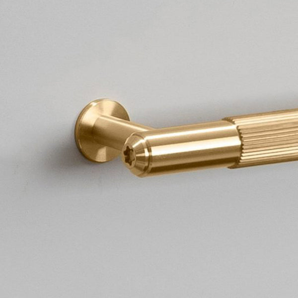 Linear Knurled Medium Pull Bar Cabinet Handle In Solid Brass
