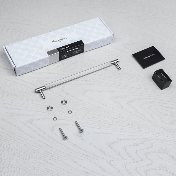 Linear Knurled Medium Pull Bar Cabinet Handle In Solid Steel