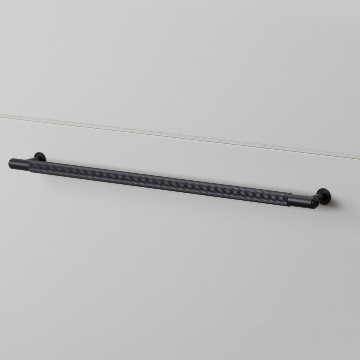 Linear Knurled Large Pull Bar Cabinet Handle In Black