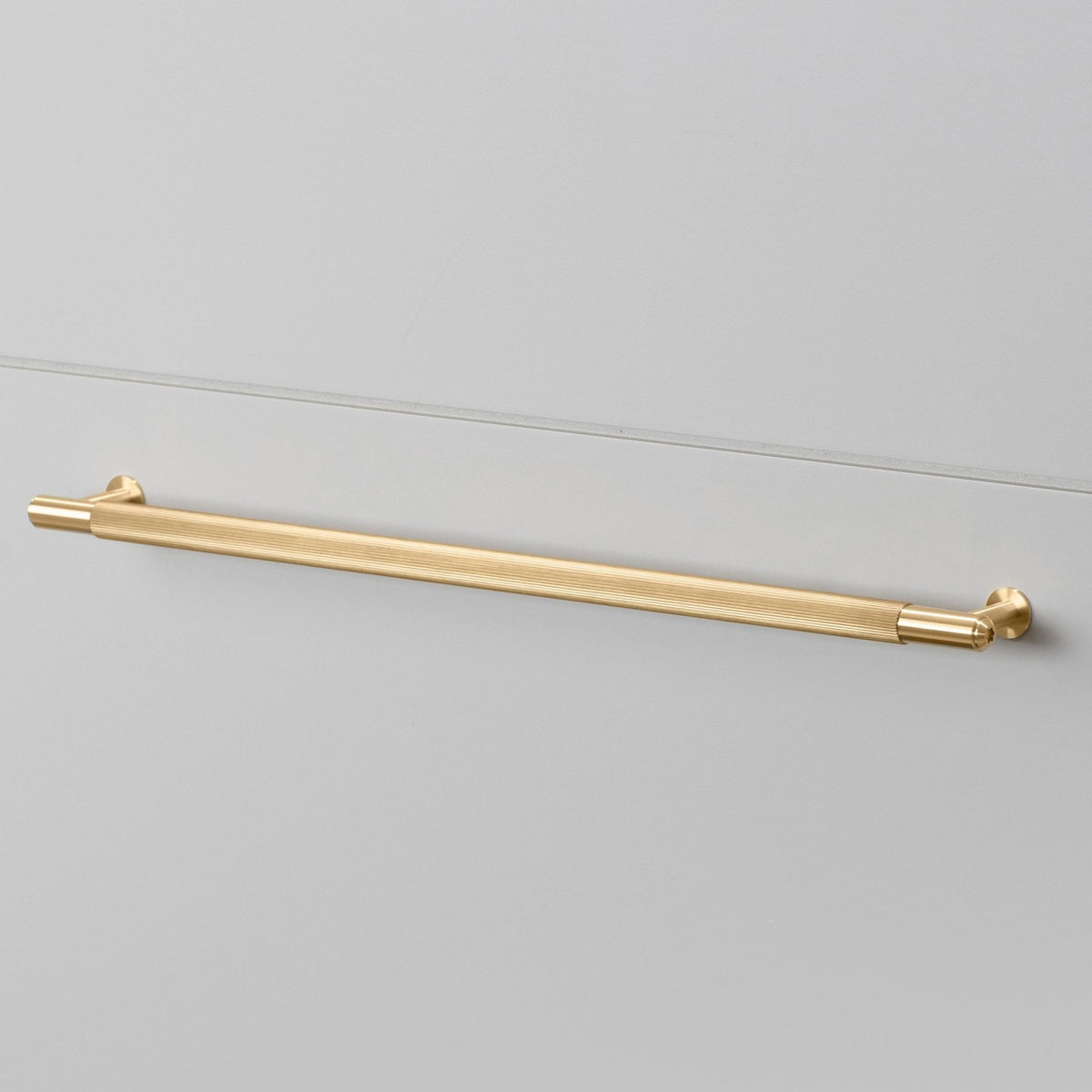 Linear Knurled Large Pull Bar Cabinet Handle In Solid Brass