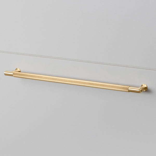 Linear Knurled Large Pull Bar Cabinet Handle In Solid Brass