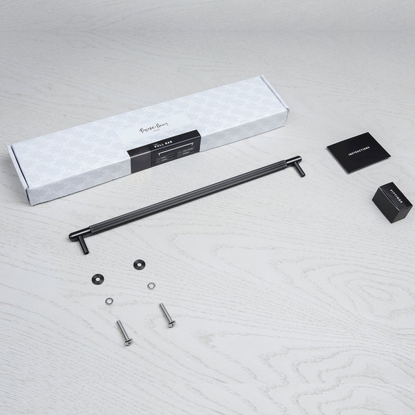 Linear Knurled Large Pull Bar Cabinet Handle In Gun Metal Grey