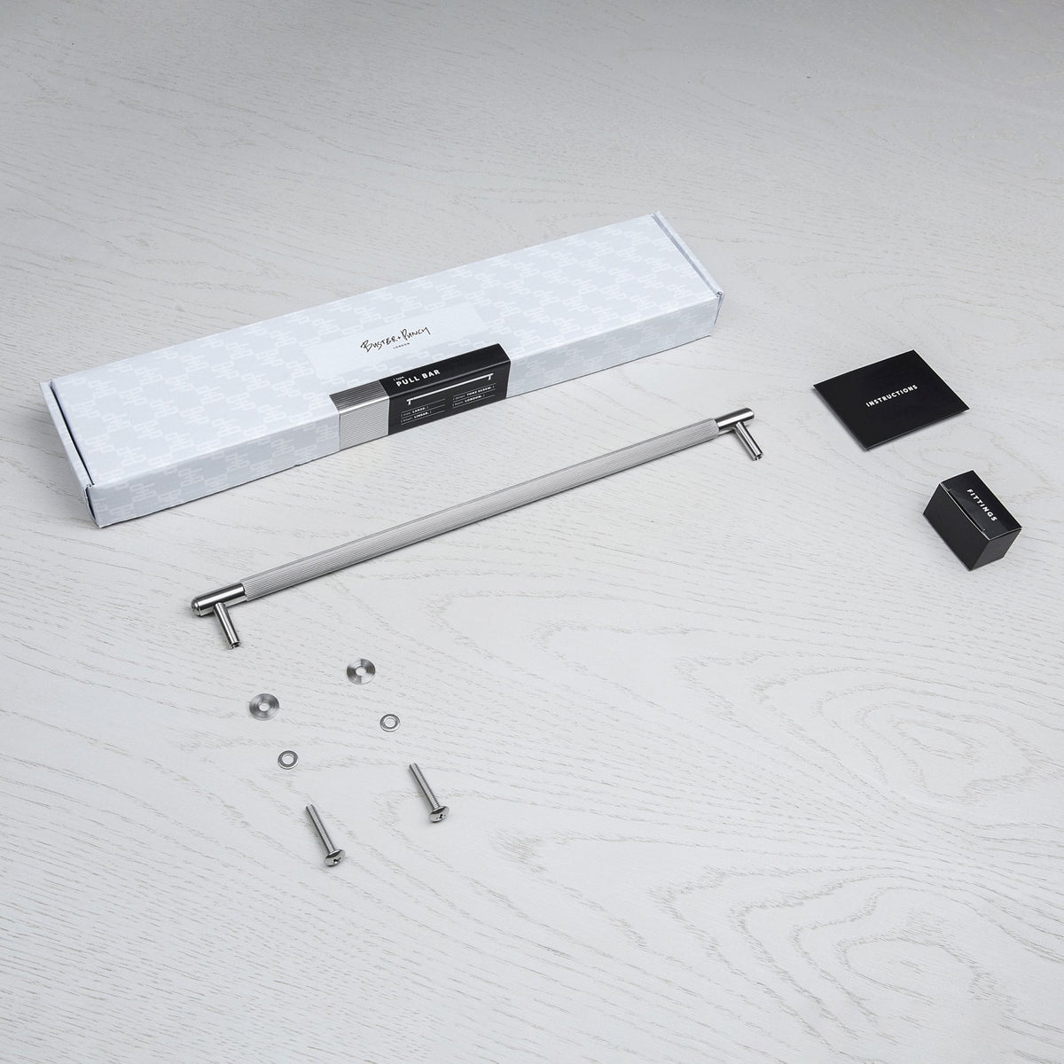 Linear Knurled Large Pull Bar Cabinet Handle In Solid Steel