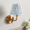 Step Arc Wall Light in Brushed Aged Brass with Leaf 16cm Shell Bay Blue Shade