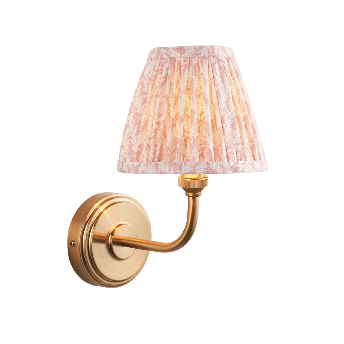 Step Arc Wall Light in Brushed Aged Brass with Leaf 16cm Peachy Keen Shade