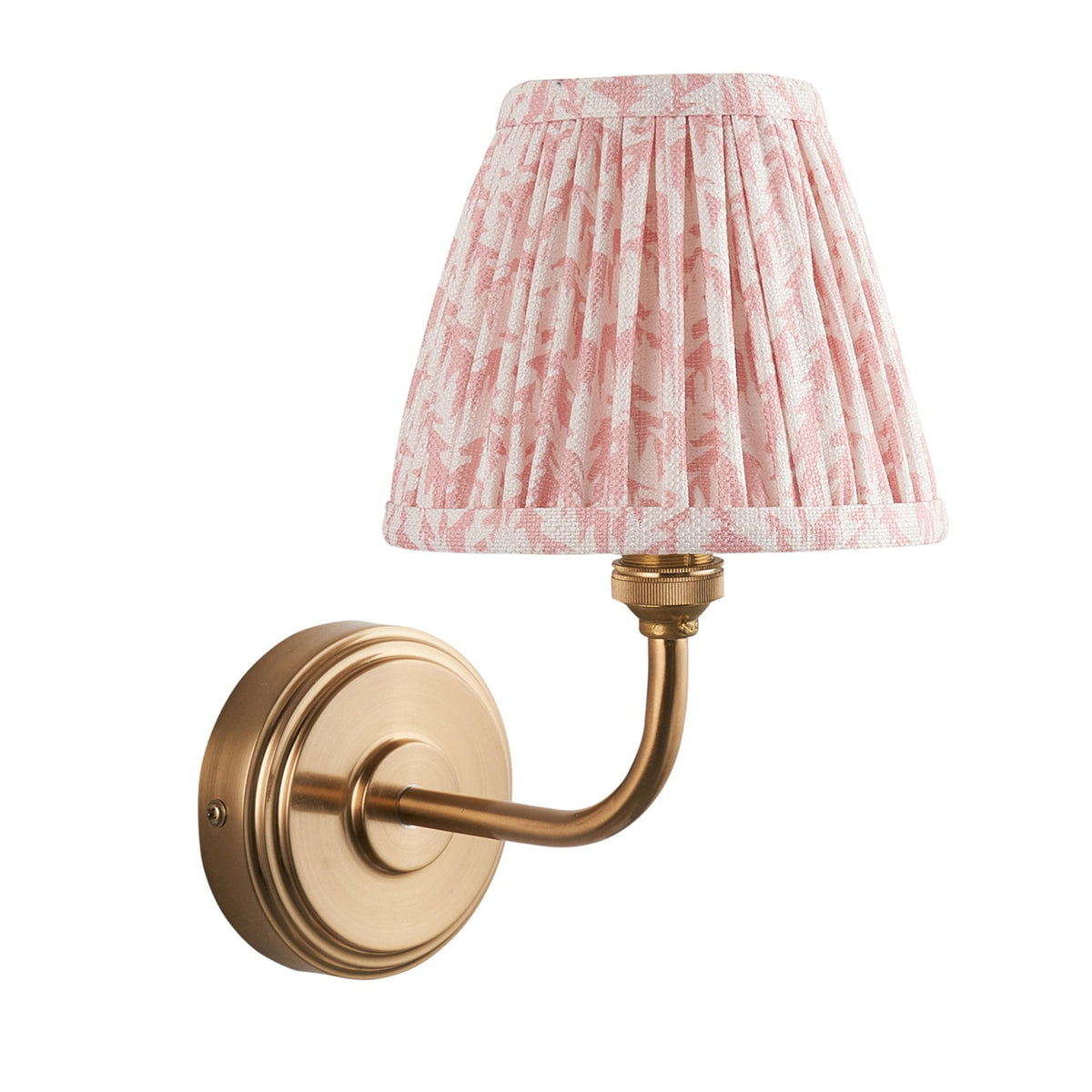 Step Arc Wall Light in Brushed Aged Brass with Leaf 16cm Peachy Keen Shade