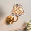 Step Arc Wall Light in Brushed Aged Brass with Ripple 16cm Pearl Grey Shade