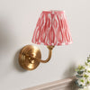 Step Arc Wall Light in Brushed Aged Brass with Ikat 16cm Coral Pink Shade