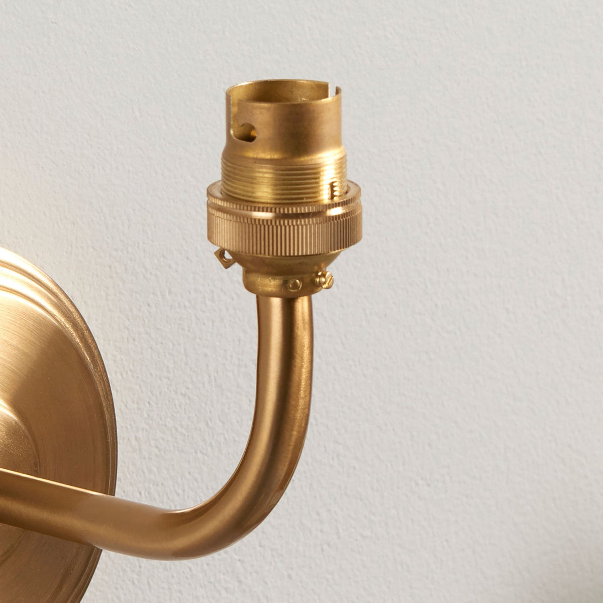 Step Arc Wall Light in Brushed Aged Brass with Ikat 16cm Coral Pink Shade