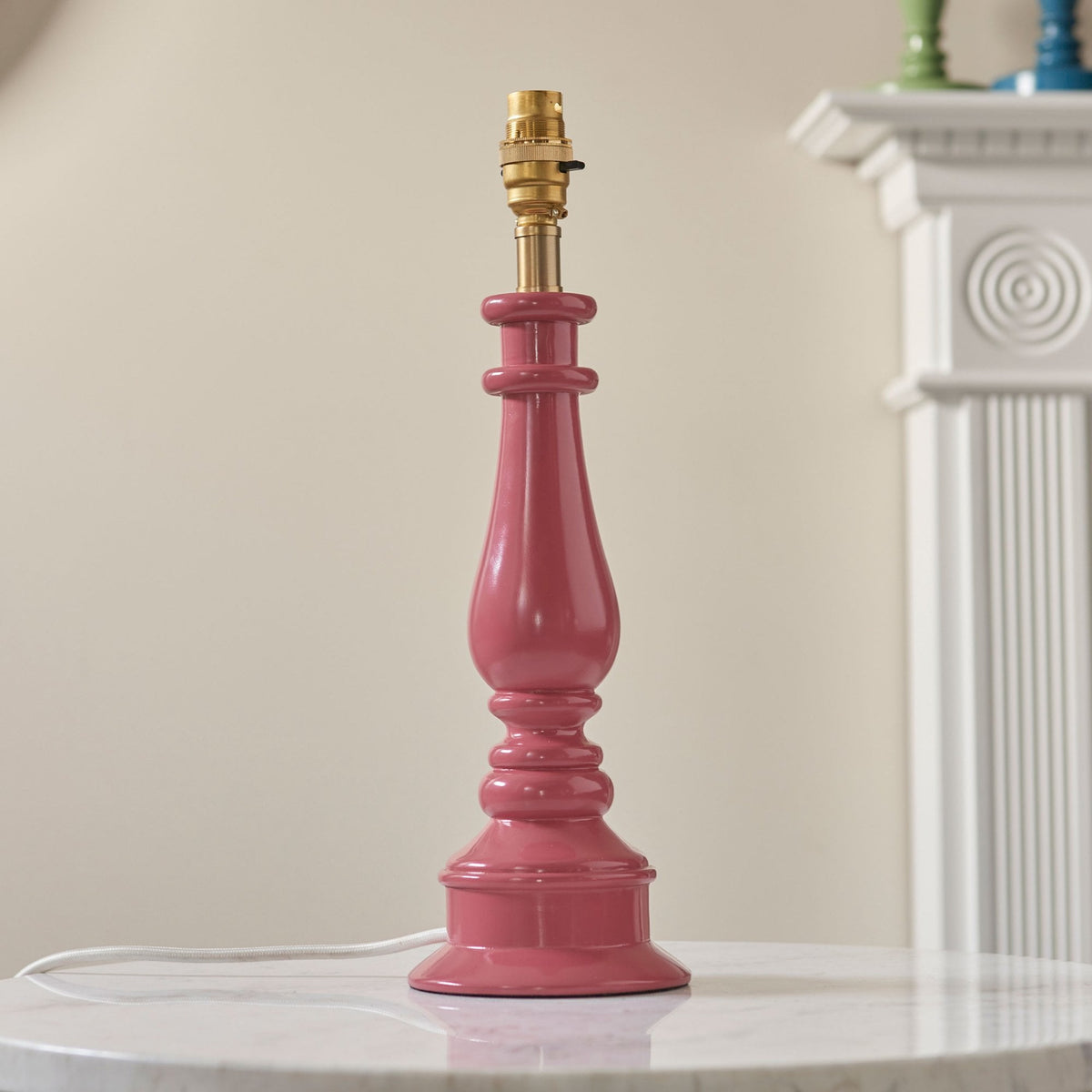 Myrtle Table Lamp in Pink Clay with Leaf 30cm Herb Green Shade