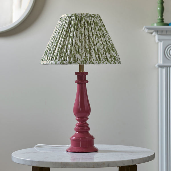 Myrtle Table Lamp in Pink Clay with Leaf 30cm Herb Green Shade