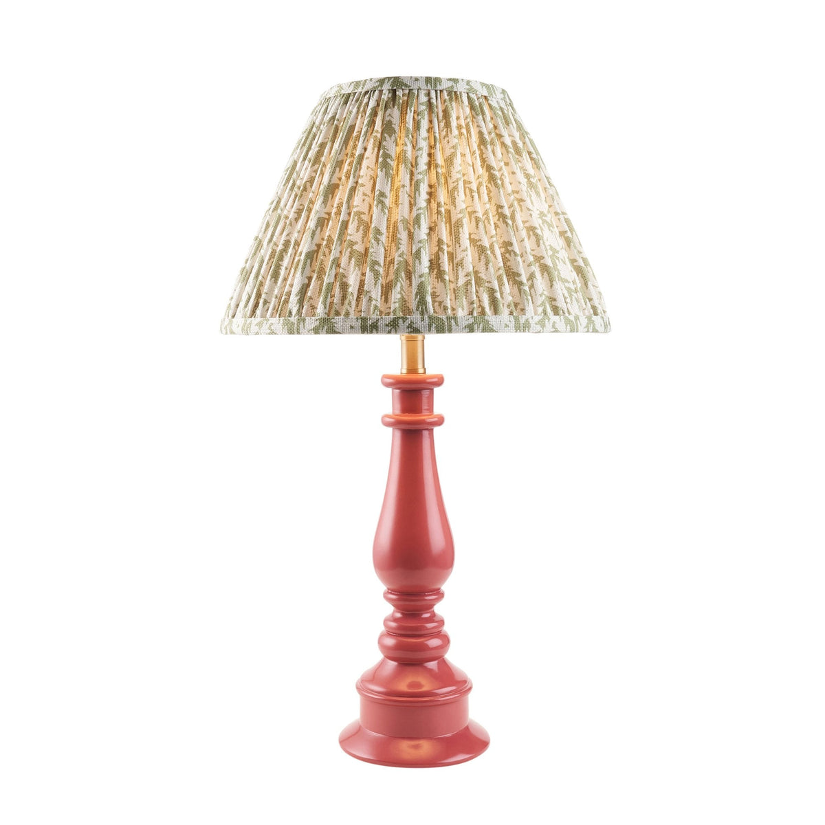 Myrtle Table Lamp in Pink Clay with Leaf 30cm Herb Green Shade