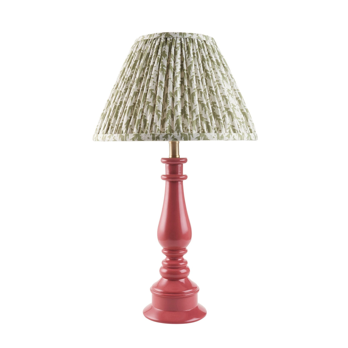 Myrtle Table Lamp in Pink Clay with Leaf 30cm Herb Green Shade