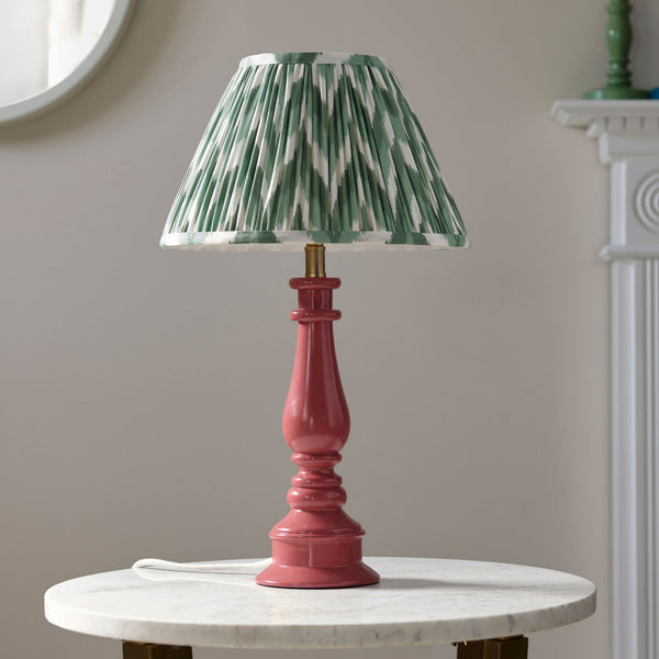 Myrtle Table Lamp in Pink Clay with Zigzag 30cm Cotswold Green Shade