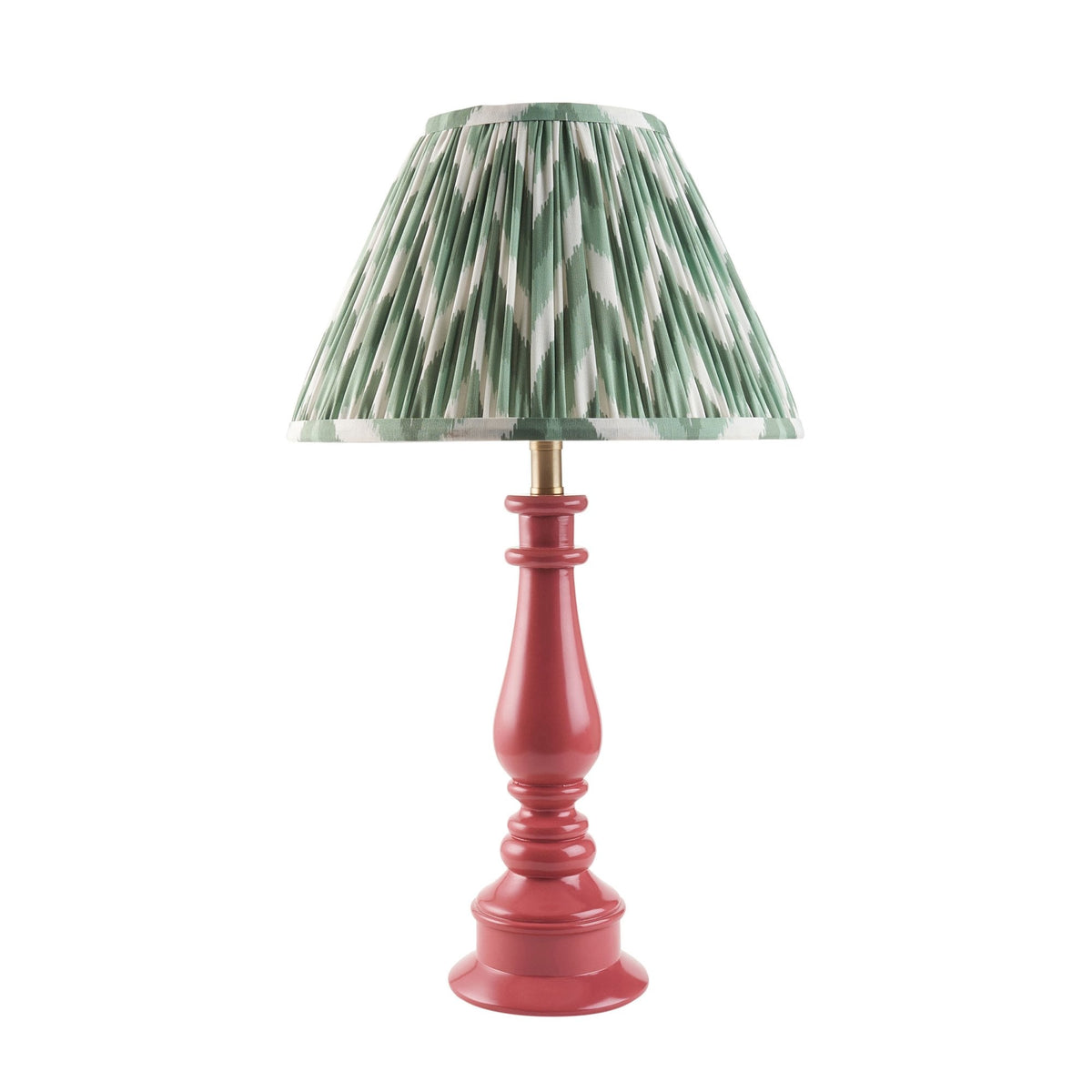 Myrtle Table Lamp in Pink Clay with Zigzag 30cm Cotswold Green Shade