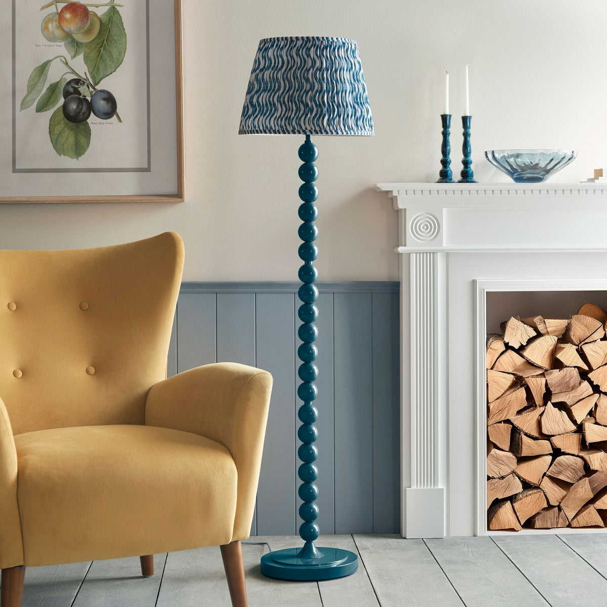 Higgledy Floor Lamp in Gloss Marlin Blue with Ripple 40cm Marlin Blue Shade