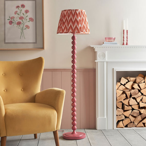 Higgledy Floor Lamp in Gloss Pink Clay with Zigzag 40cm Apricot Orange Shade
