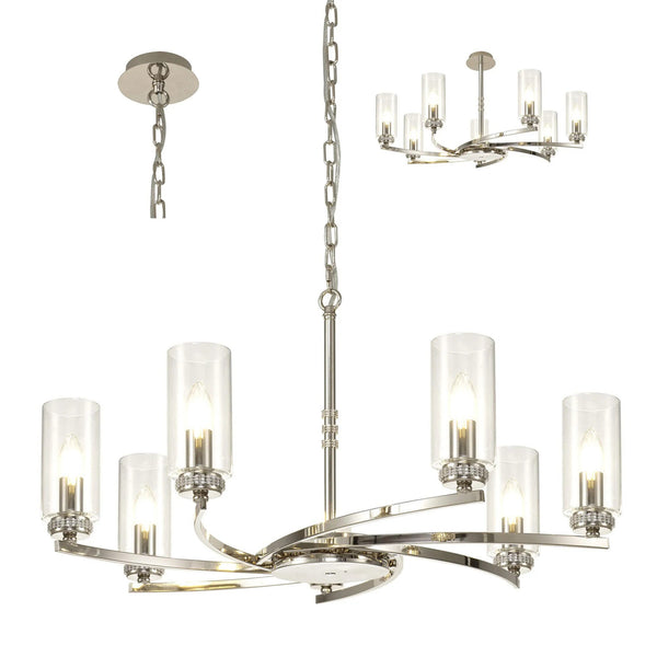 Dunstone 7 Arm Pendant or Semi Flush in Polished Nickel