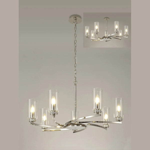 Dunstone 7 Arm Pendant or Semi Flush in Polished Nickel