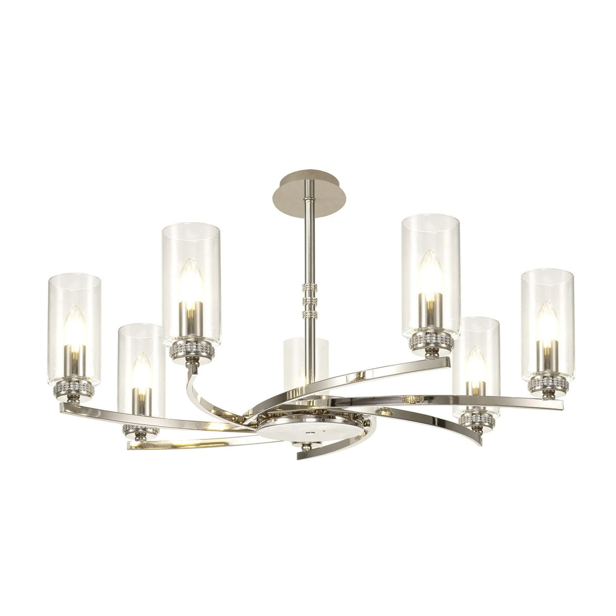 Dunstone 7 Arm Pendant or Semi Flush in Polished Nickel