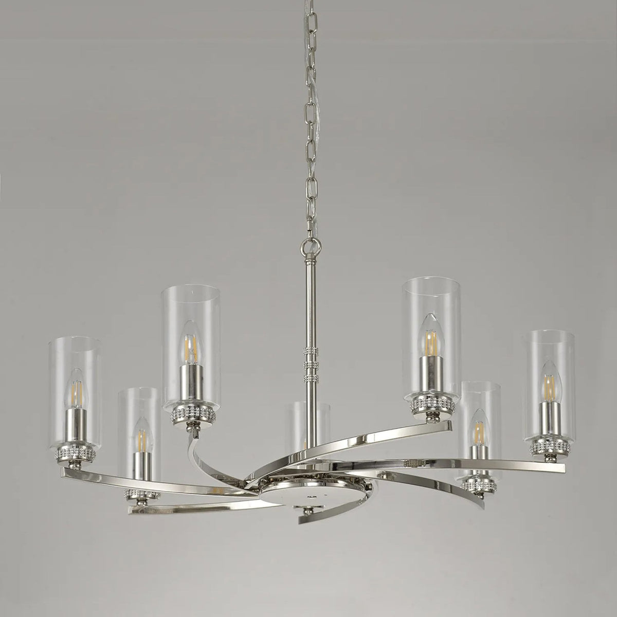 Dunstone 7 Arm Pendant or Semi Flush in Polished Nickel
