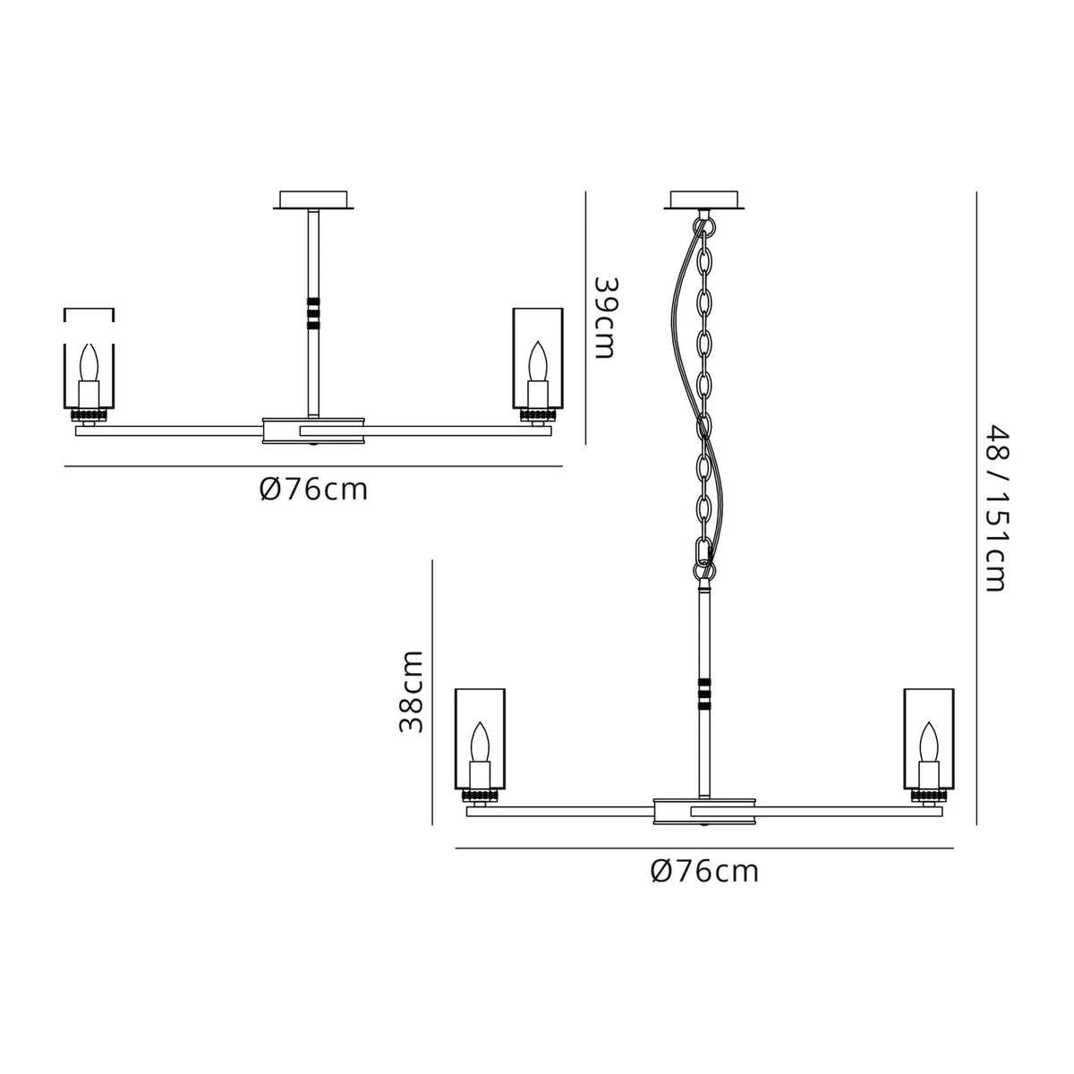 Dunstone 7 Arm Pendant or Semi Flush in Polished Nickel