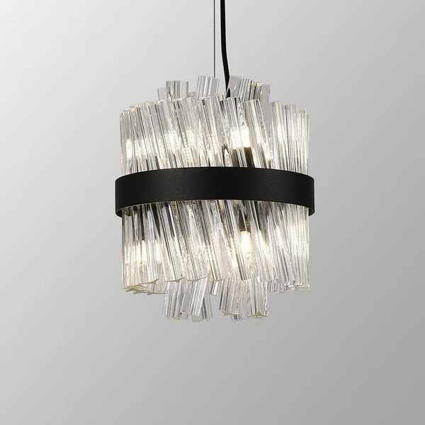 Kelly Six Light Pendant in Satin Black & Clear Glass