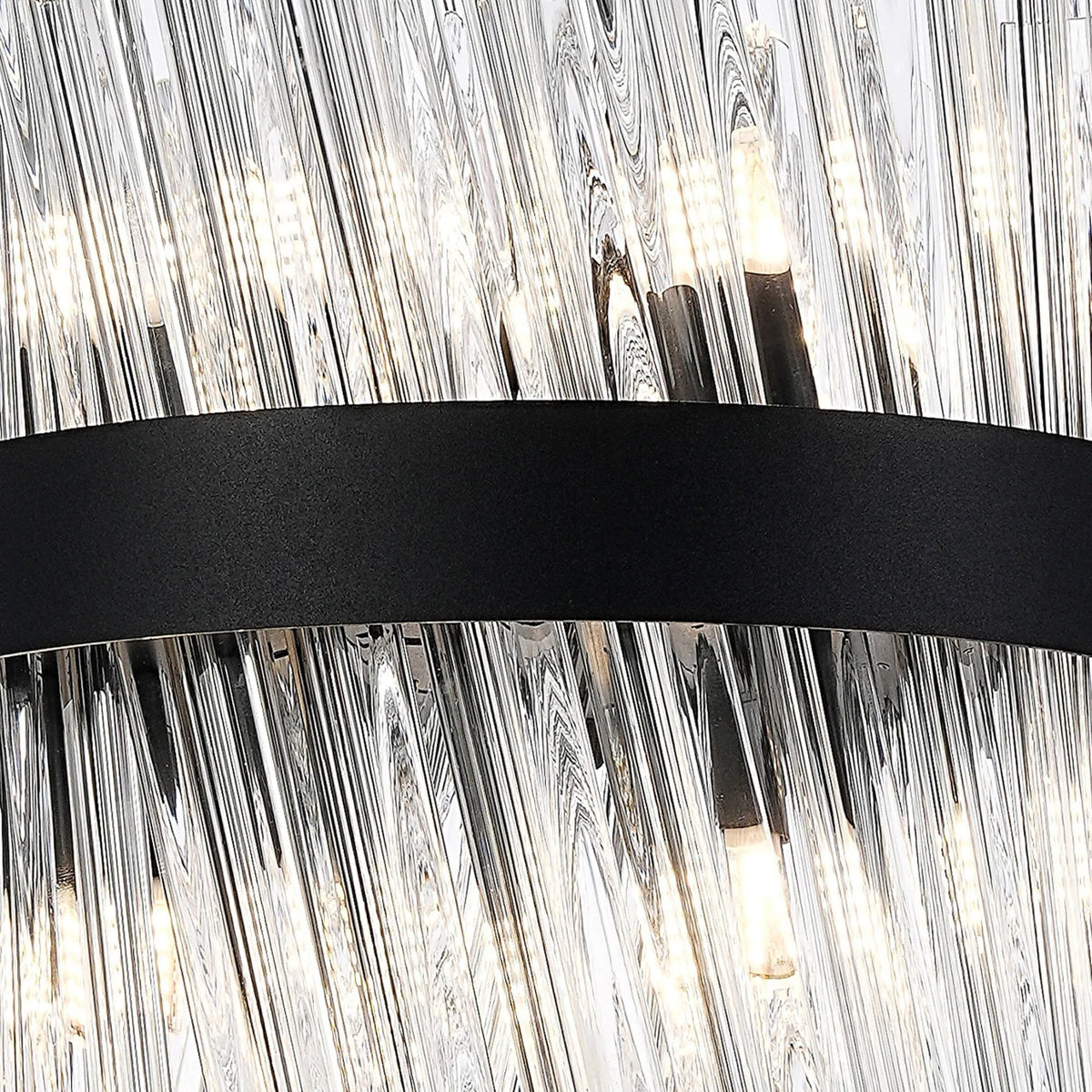 Kelly Six Light Pendant in Satin Black & Clear Glass