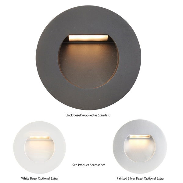 Albus CCT Round IP65 Recessed LED Wall Light in Black