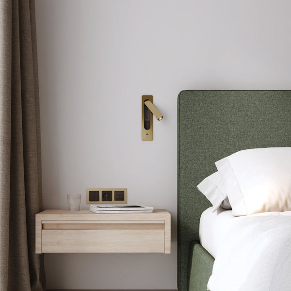 Keta USB-C Recessed Switched LED Reading Light in Matt Gold