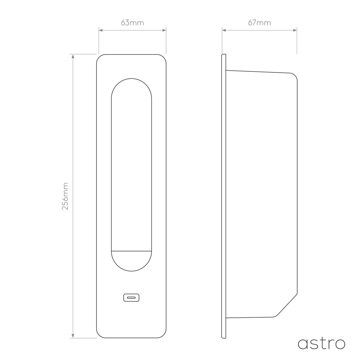 Keta USB-C Recessed Switched LED Reading Light in Matt Gold