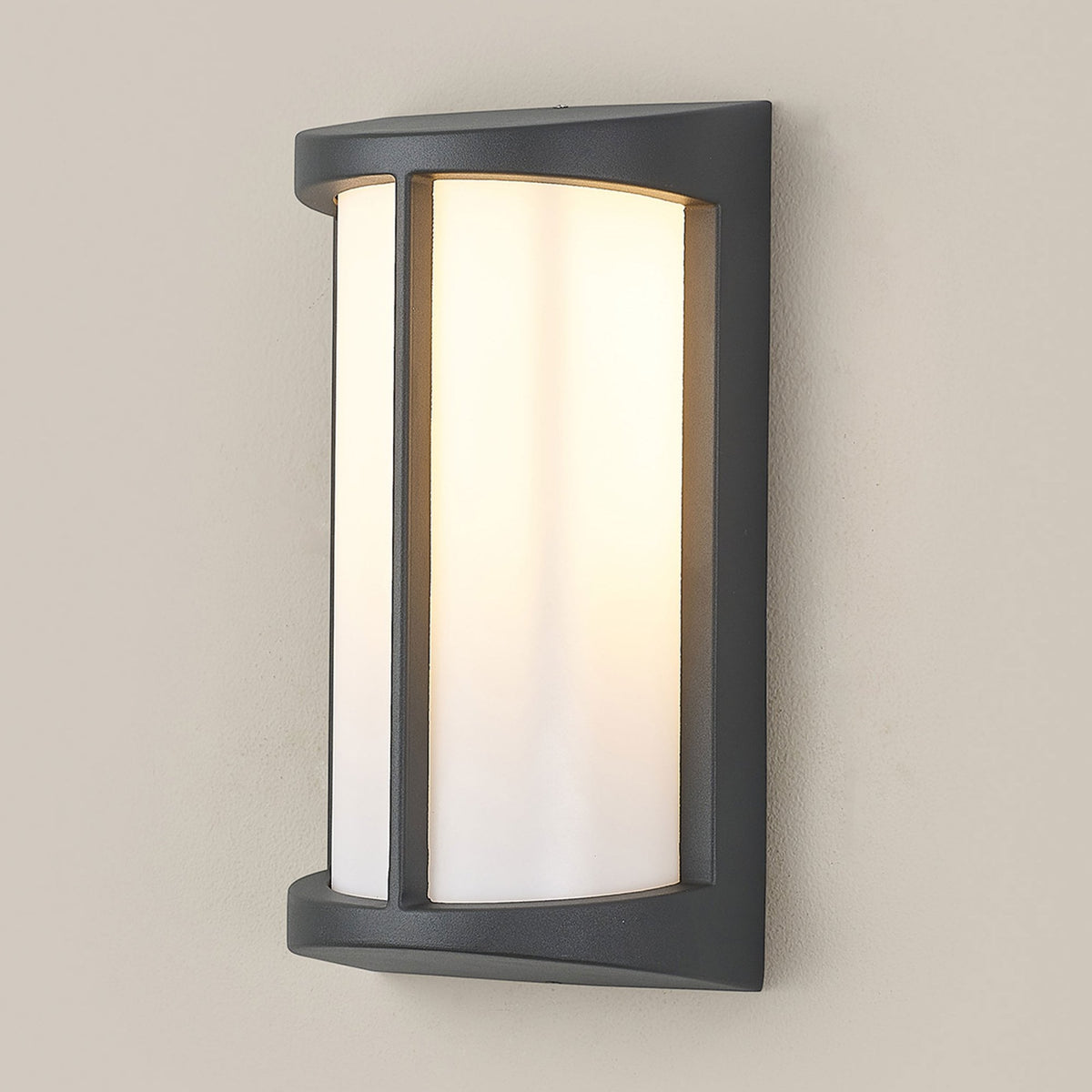 Abbeystead IP54 Exterior Wall Light in Dark Grey with Opal Diffuser