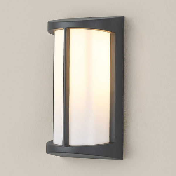 Abbeystead IP54 Exterior Wall Light in Dark Grey with Opal Diffuser