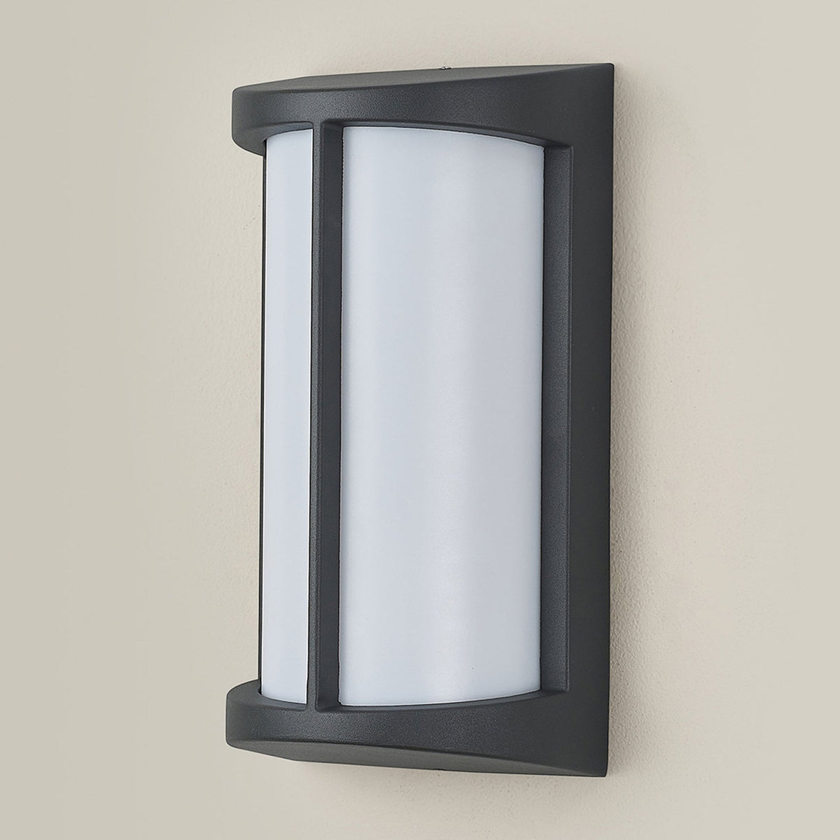 Abbeystead IP54 Exterior Wall Light in Dark Grey with Opal Diffuser