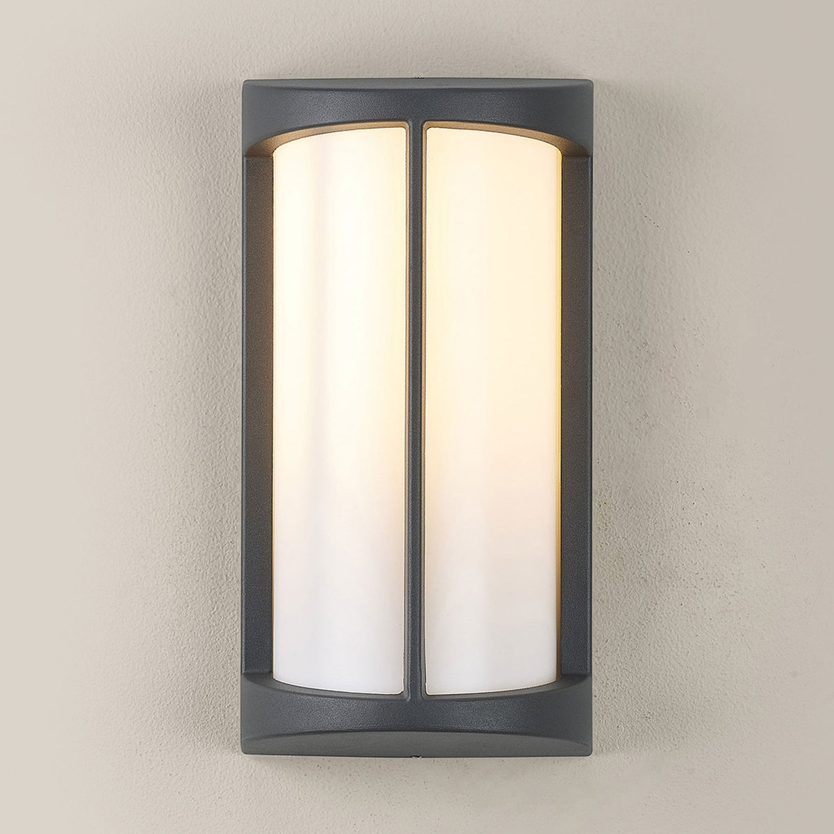 Abbeystead IP54 Exterior Wall Light in Dark Grey with Opal Diffuser