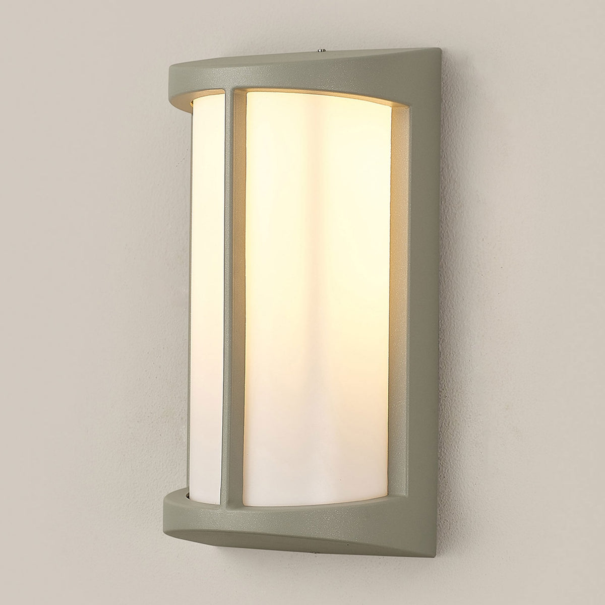 Abbeystead IP54 Exterior Wall Light in Matt Silver with Opal Diffuser
