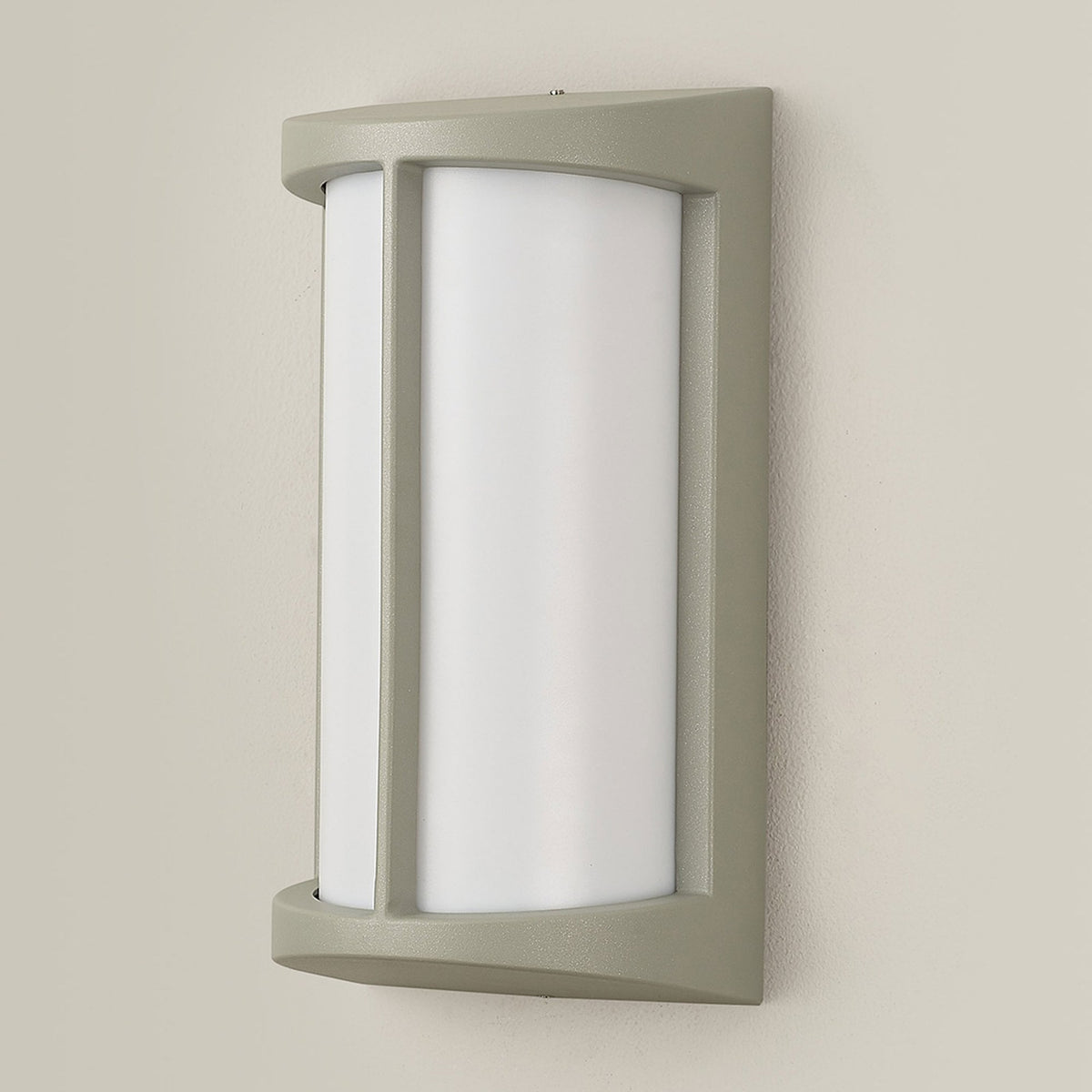 Abbeystead IP54 Exterior Wall Light in Matt Silver with Opal Diffuser