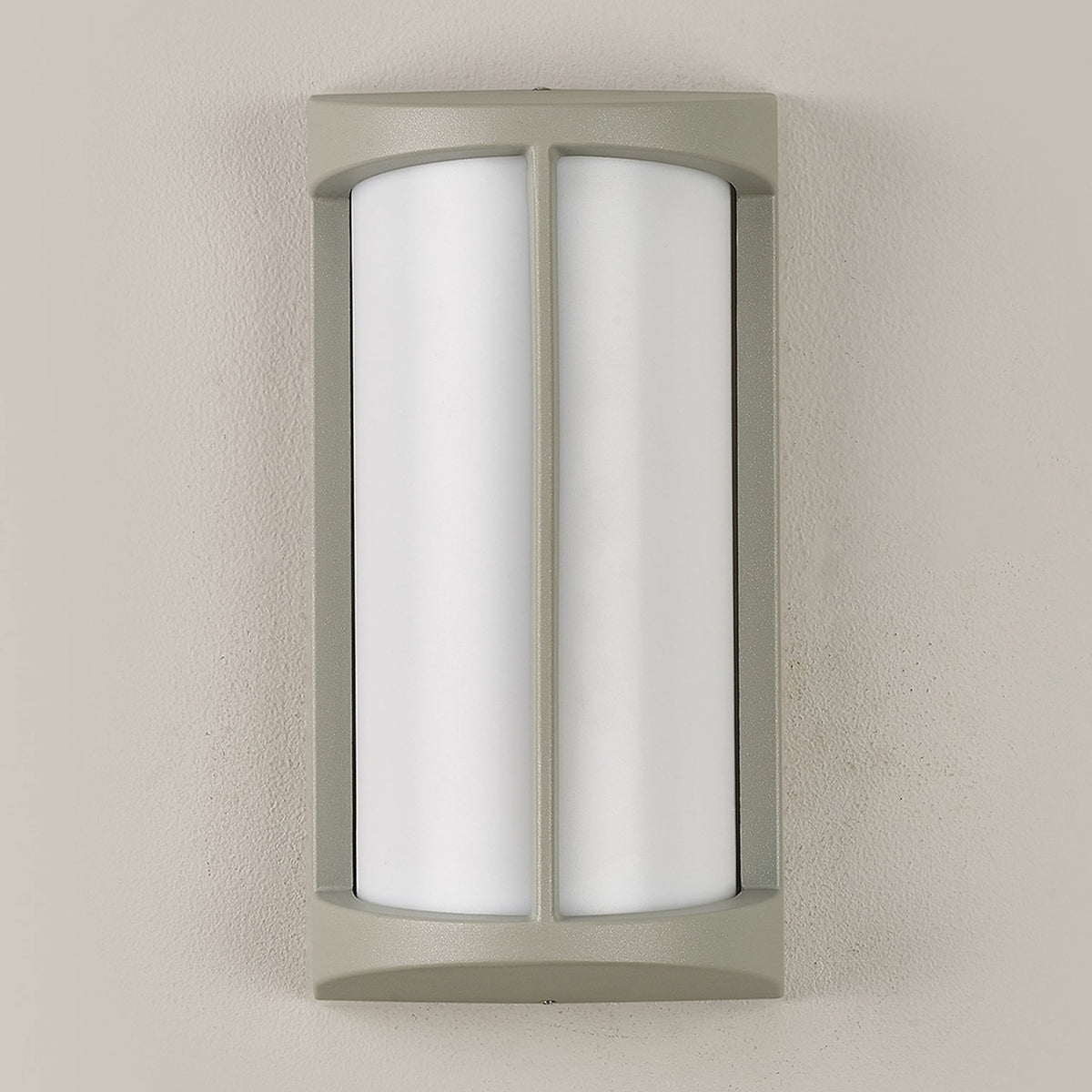 Abbeystead IP54 Exterior Wall Light in Matt Silver with Opal Diffuser