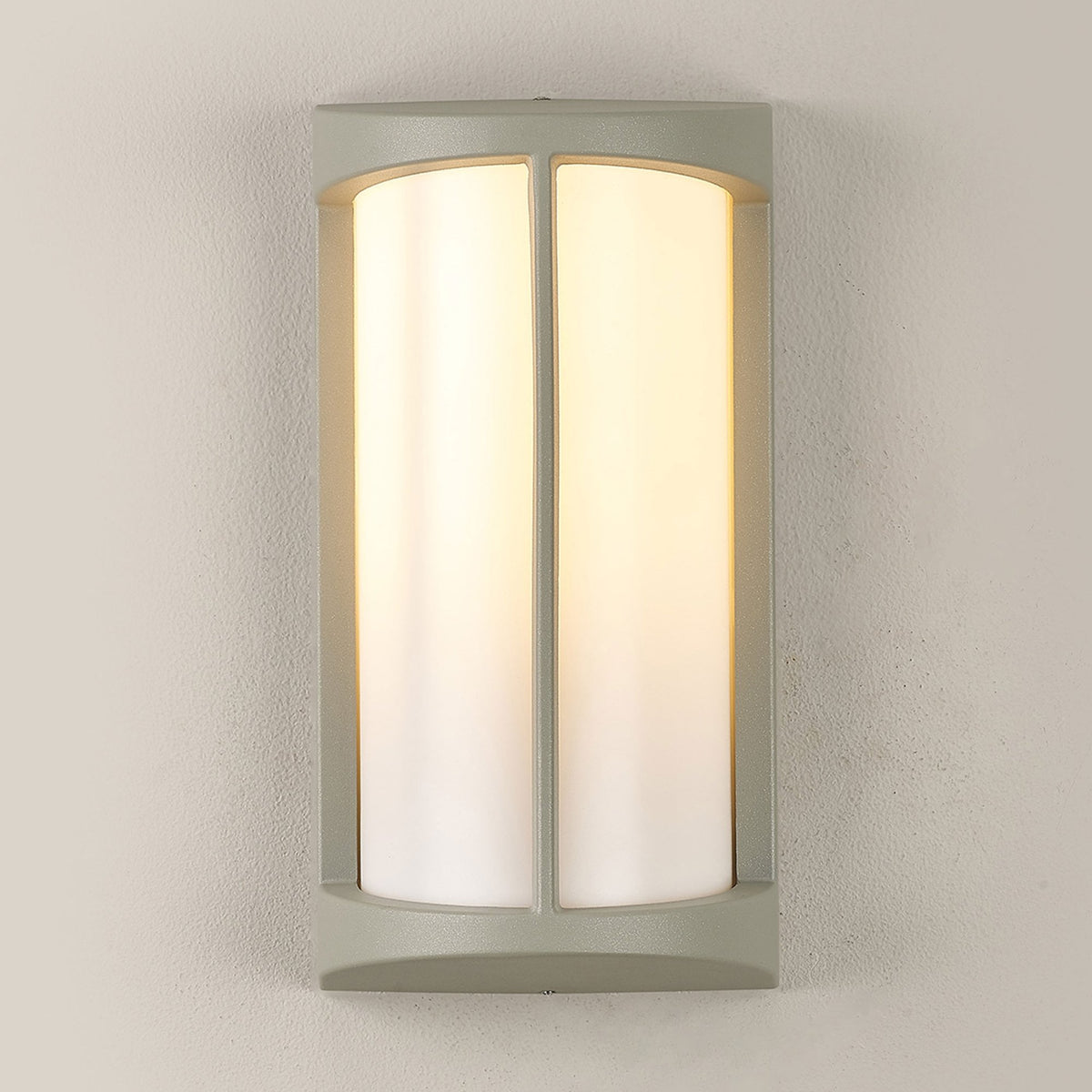 Abbeystead IP54 Exterior Wall Light in Matt Silver with Opal Diffuser