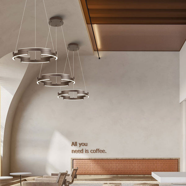 Alfreton 40cm 22W LED Pendant in Brown Oxide Finish & Opal Diffusers