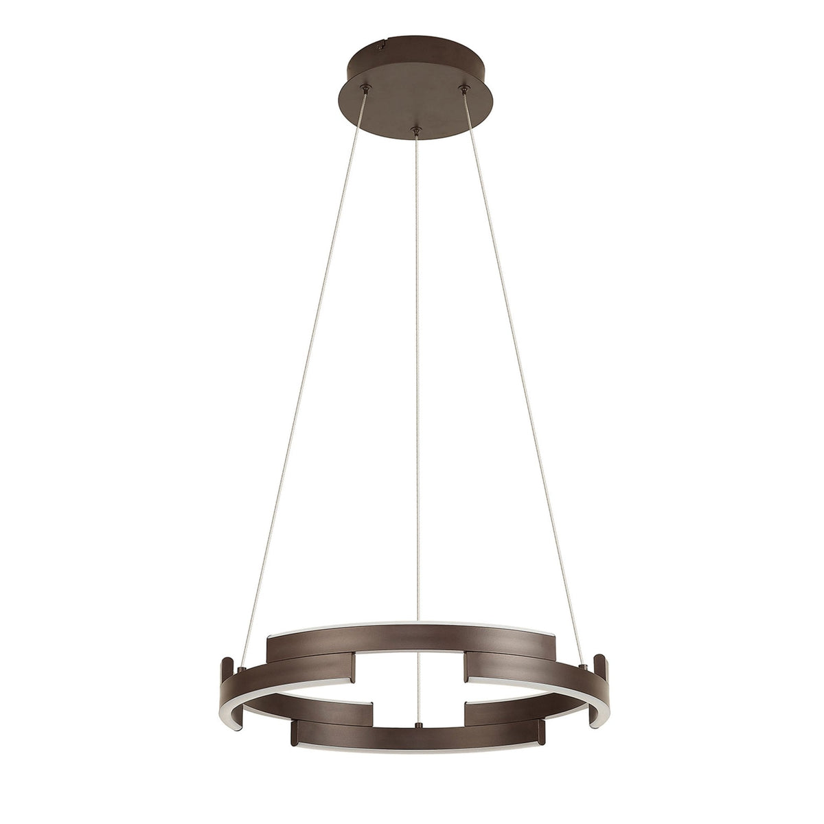 Alfreton 40cm 22W LED Pendant in Brown Oxide Finish & Opal Diffusers