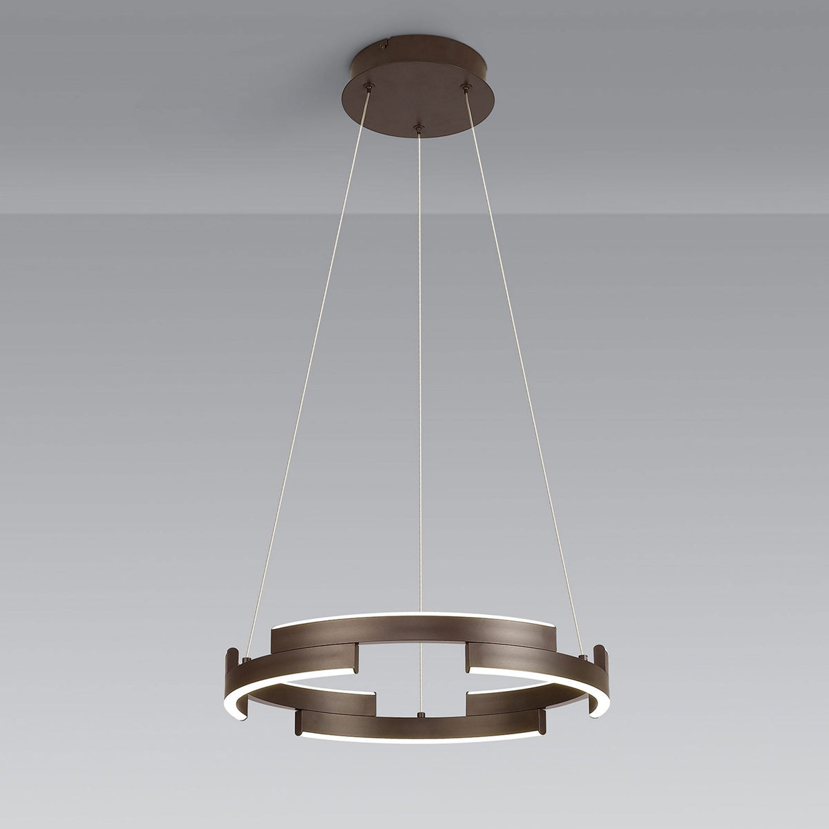 Alfreton 40cm 22W LED Pendant in Brown Oxide Finish & Opal Diffusers