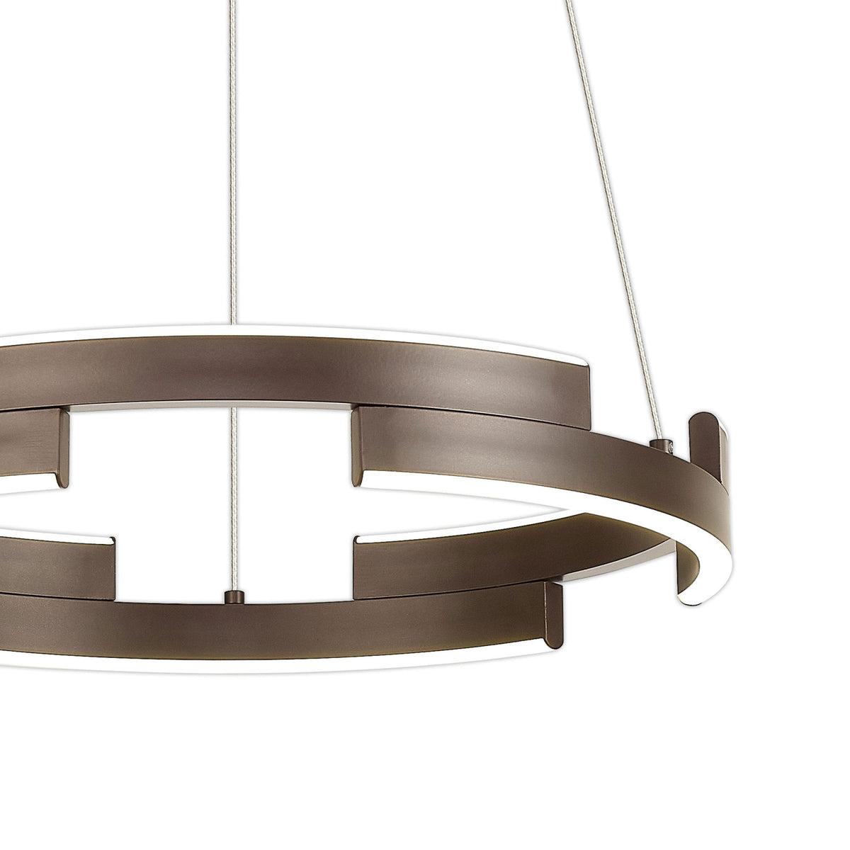 Alfreton 40cm 22W LED Pendant in Brown Oxide Finish & Opal Diffusers