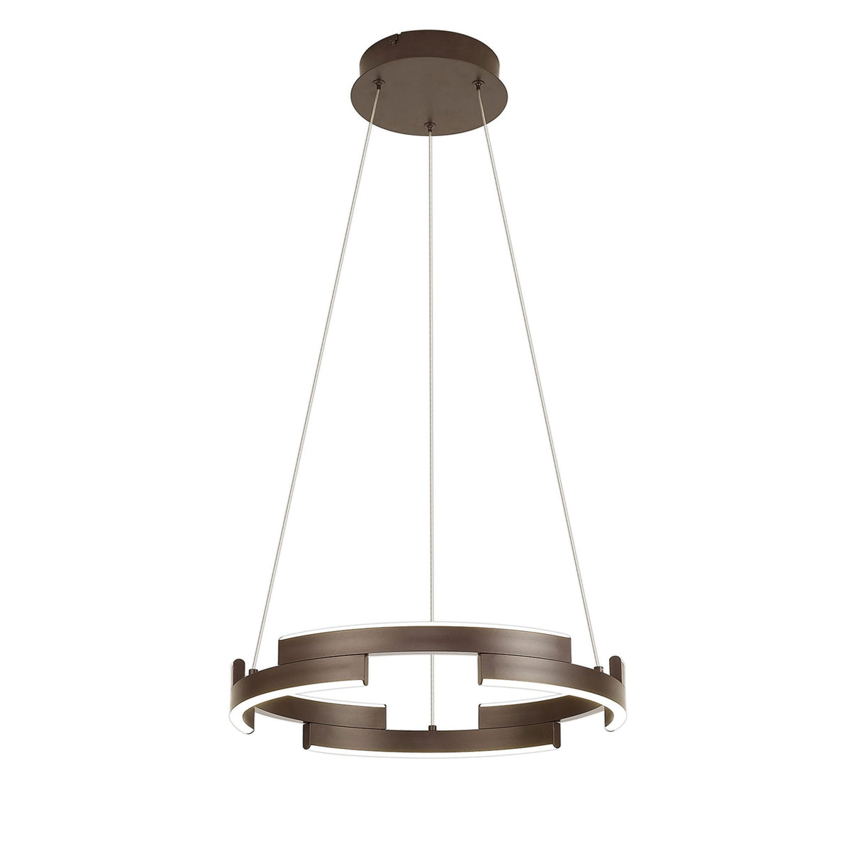 Alfreton 40cm 22W LED Pendant in Brown Oxide Finish & Opal Diffusers