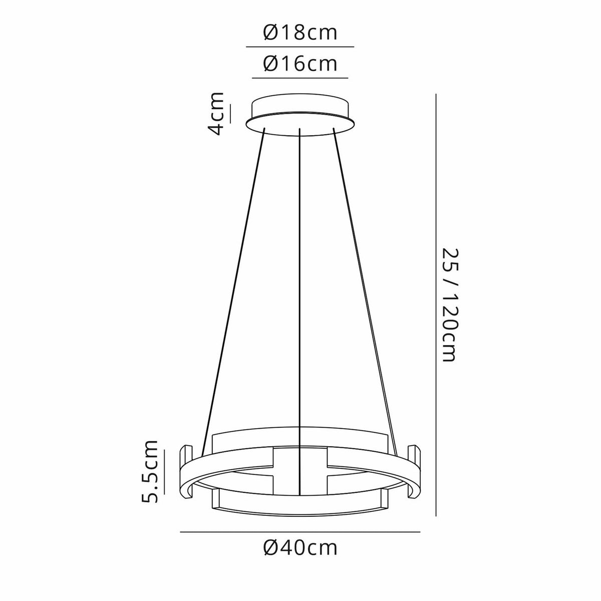 Alfreton 40cm 22W LED Pendant in Brown Oxide Finish & Opal Diffusers