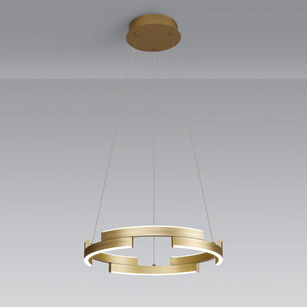 Alfreton 40cm 22W LED Pendant in Satin Gold Finish & Opal Diffusers